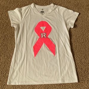 White Breast Cancer Awareness Rutgers Tshirt